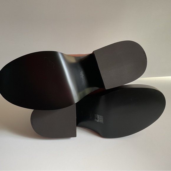 Coach Kenna honey caramel brown bootie with gold chain chunky heel ankle boot - Picture 8 of 14